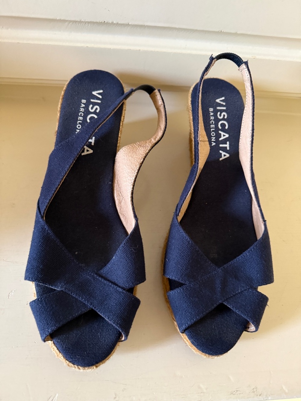 Viscata Barcelona Women's Navy Canvas Slingback Espadrilles